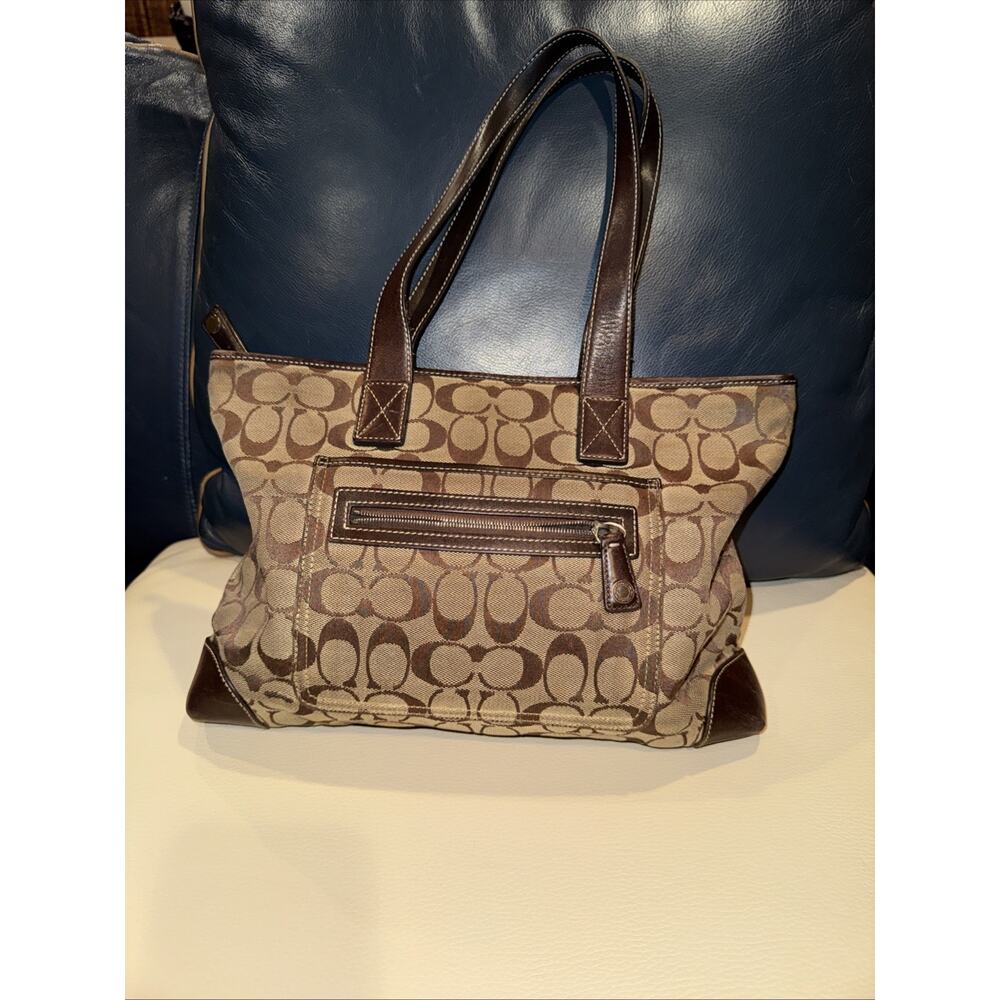 Coach Medium Brown Leather Logo Bag with Shoulder Strap